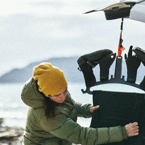 Hanging surf gear on C-MONSTA hanger attached to a car boot | C-MONSTA