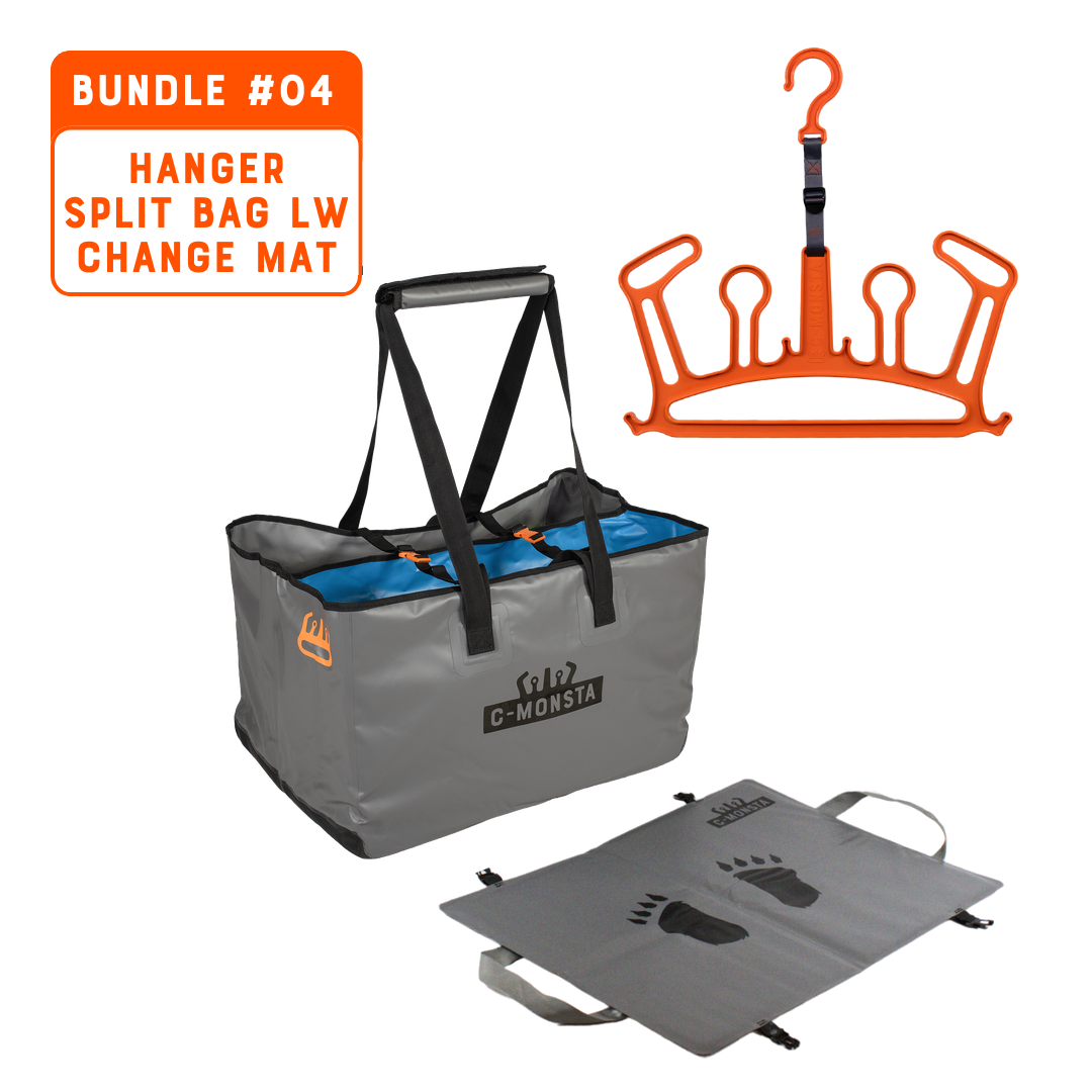 Bundle #04: orange wetsuit hanger, Lightweight Split Bag V3 and changing mat