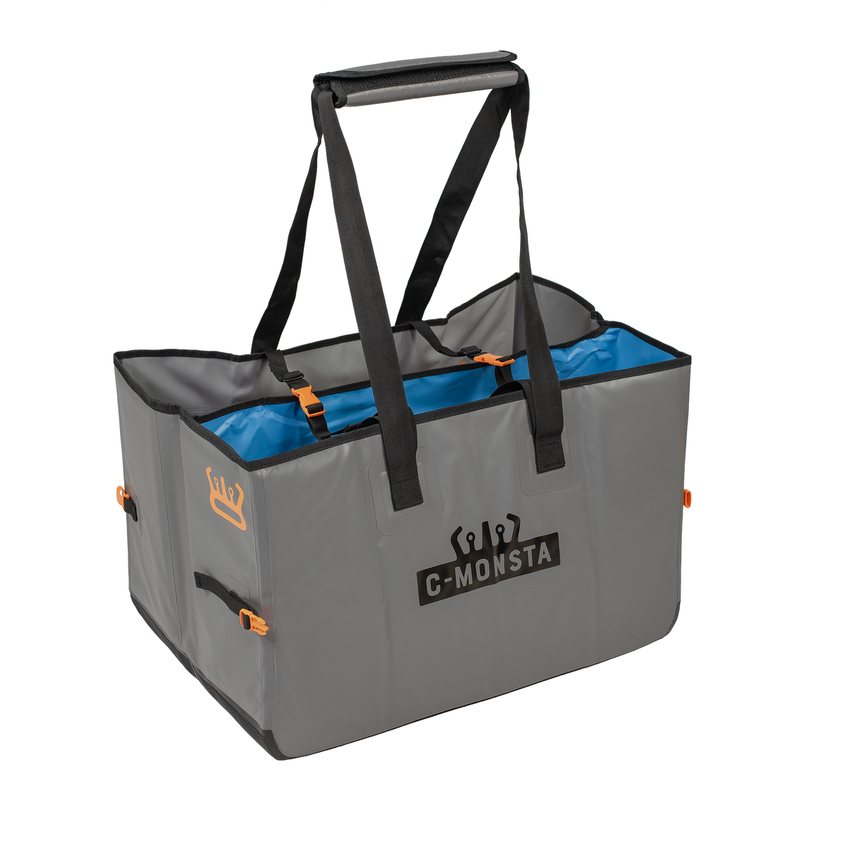 C-Monsta Structured Split Bag V3 three-quarter view, open, showing the two compartments for wet and dry kit